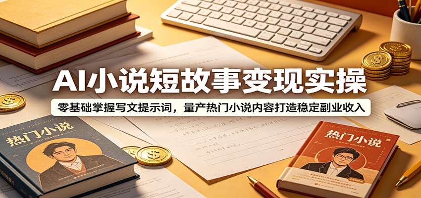 AI小说短故事变现实操：零基础掌握写文提示词，量产热门小说内容打造稳定副业收入-校睿铺