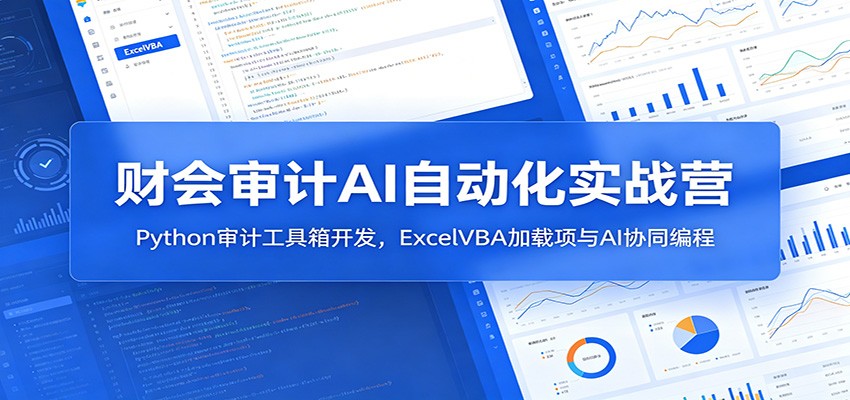 财会审计AI自动化实战营：Python审计工具箱开发，ExcelVBA加载项与AI协同编程-校睿铺