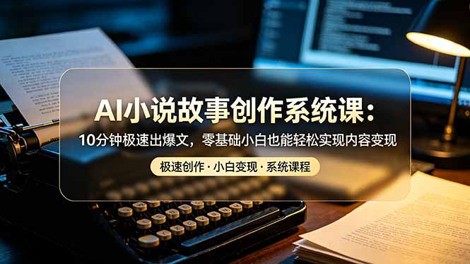 AI小说故事创作系统课：10分钟极速出爆文，零基础小白也能轻松实现内容变现-校睿铺