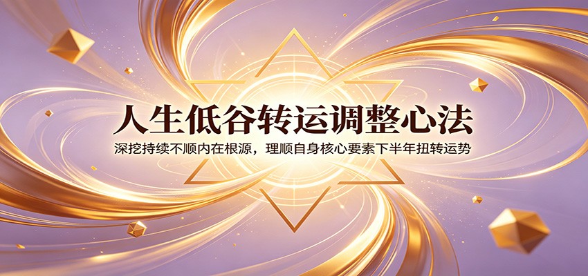 人生低谷转运调整心法：深挖持续不顺内在根源，理顺自身核心要素下半年扭转运势-校睿铺