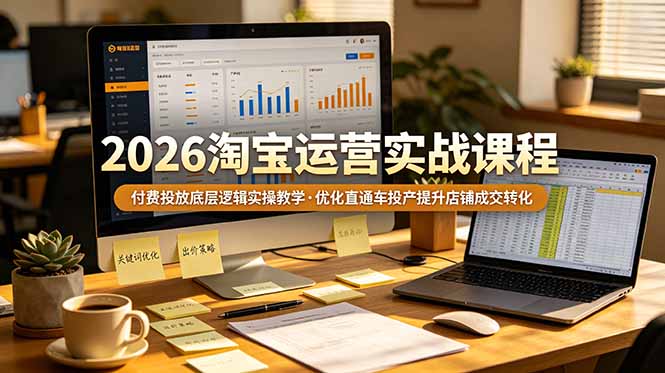 2026 淘宝运营实战课程，付费投放底层逻辑实操教学，优化直通车投产提升店铺成交转化-校睿铺