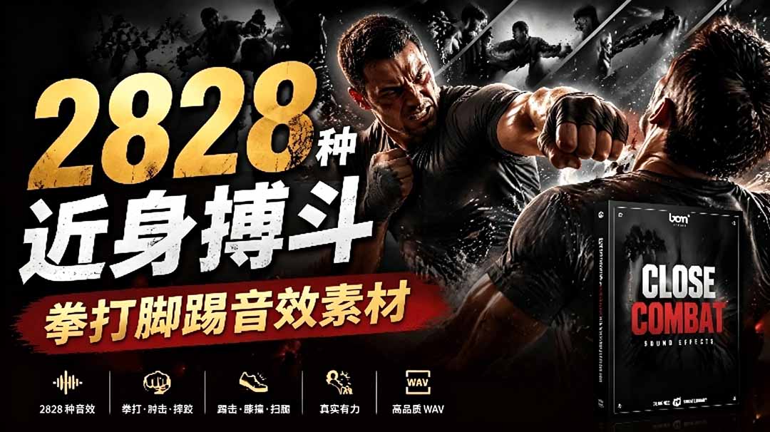宝藏级别音效！2828种近身搏斗拳打脚踢音效素材，全部中文分类，免解压使用  Close Combat-校睿铺