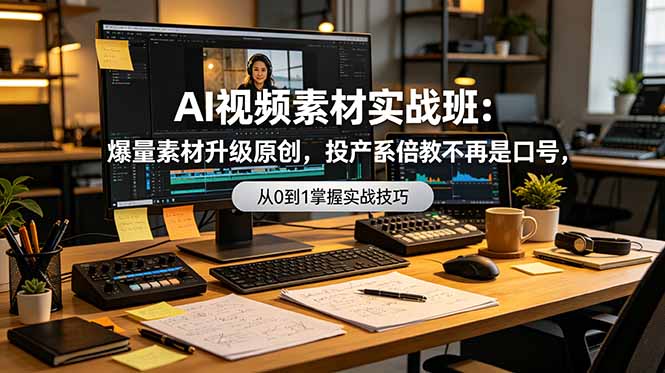 AI视频素材实战班：爆量素材升级原创，投产翻倍不再是口号，0-1系统教学实战落地-校睿铺