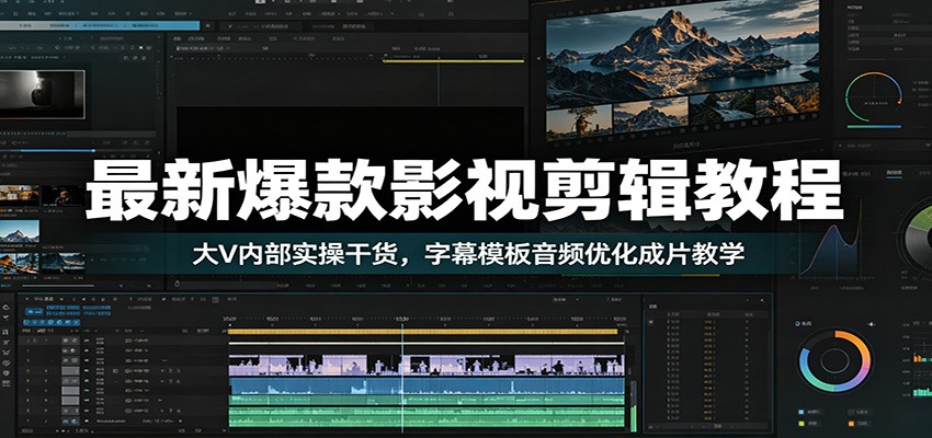 最新爆款影视剪辑教程：大V内部实操干货，字幕模板音频优化成片教学-校睿铺