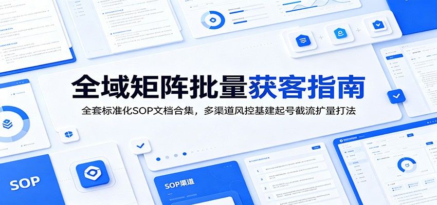 全域矩阵批量获客指南：全套标准化SOP文档合集，多渠道风控基建起号截流扩量打法-校睿铺