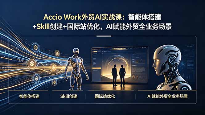 Accio Work外贸AI实战课：智能体搭建+Skill创建+国际站优化，AI赋能外贸全业务场景-校睿铺