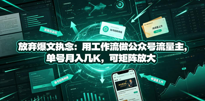 放弃爆文执念：用工作流做公众号流量主，单号月入几K，可矩阵放大-校睿铺
