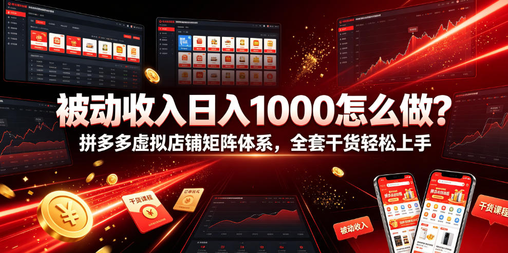 被动收入日入1000怎么做？拼多多虚拟店铺矩阵体系，全套干货轻松上手【揭秘】-校睿铺