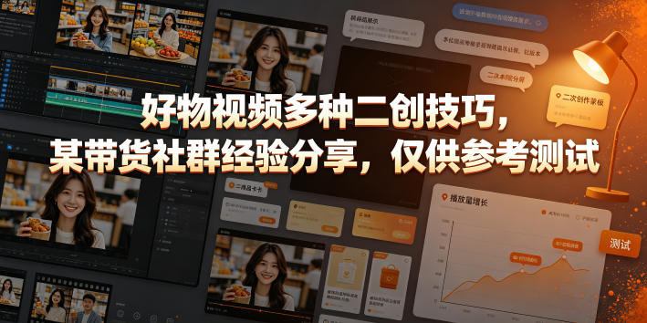 好物视频多种二创技巧，某带货社群经验分享，仅供参考测试-校睿铺