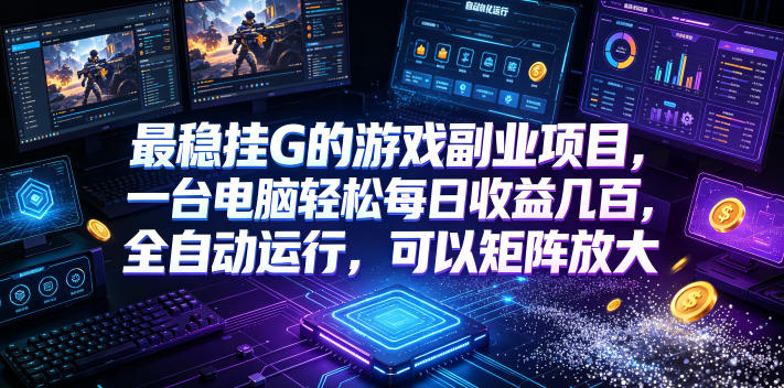 最稳挂G的游戏副业项目，一台电脑轻松每日收益几百，全自动运行，可以矩阵放大【揭秘】-校睿铺