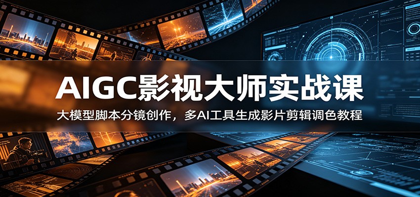 AIGC影视大师实战课：大模型脚本分镜创作，多AI工具生成影片剪辑调色教程-校睿铺
