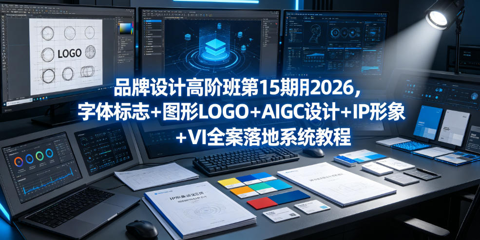 品牌设计高阶班第15期2026，字体标志＋图形LOGO＋AIGC设计＋IP形象＋VI全案落地系统教程-校睿铺