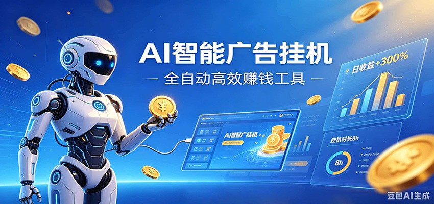 AI智能广告挂机，小白轻松上手，在家自动赚收益-校睿铺