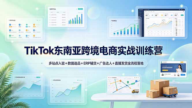 TikTok东南亚跨境电商实战训练营：多站点入驻+数据选品+ERP铺货+广告达人+直播发货全流程落地-校睿铺