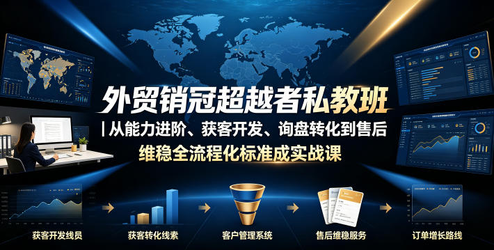 外贸销冠超越者私教班｜从能力进阶、获客开发、询盘转化到售后维稳全流程标准化成交实战课-校睿铺
