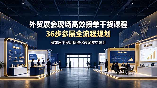 外贸展会现场高效接单干货课程，36步参展全流程规划，展前展中展后标准化获客成交体系-校睿铺