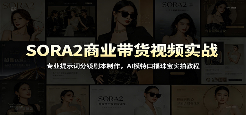 SORA2商业带货视频实战：专业提示词分镜剧本制作，AI模特口播珠宝实拍教程-校睿铺