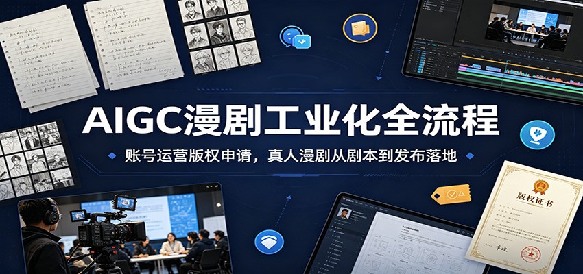 AIGC漫剧工业化全流程：账号运营版权申请，真人漫剧从剧本到发布落地-校睿铺