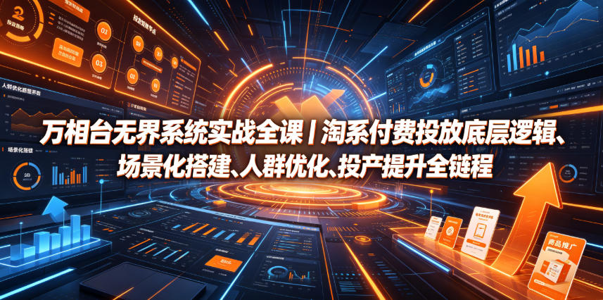万相台无界系统实战全课｜淘系付费投放底层逻辑、场景化搭建、人群优化、投产提升全链路运营教程-校睿铺
