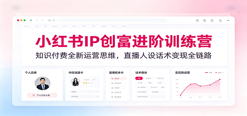 小红书IP创富进阶训练营：知识付费全新运营思维，直播人设话术变现全链路-校睿铺