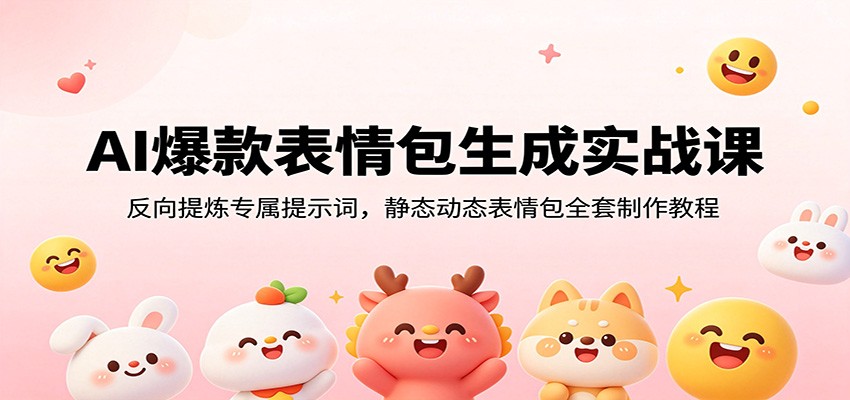 AI爆款表情包生成实战课：反向提炼专属提示词，静态动态表情包全套制作教程-校睿铺