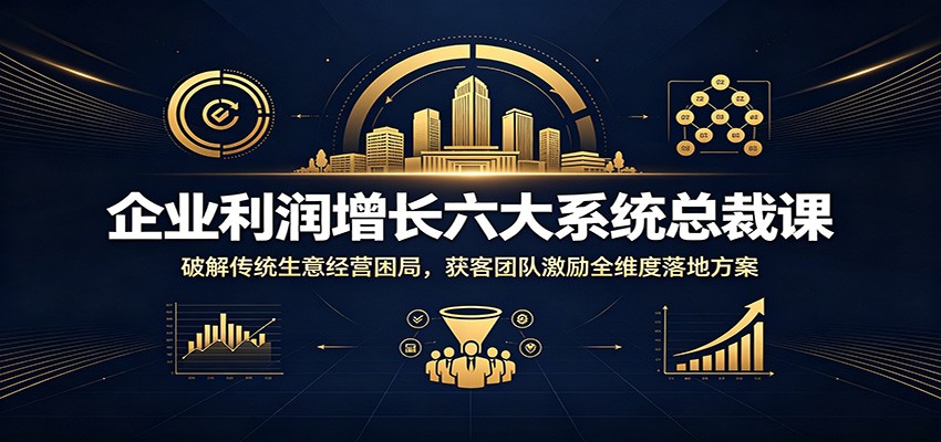 企业利润增长六大系统总裁课：破解传统生意经营困局，获客团队激励全维度落地方案-校睿铺
