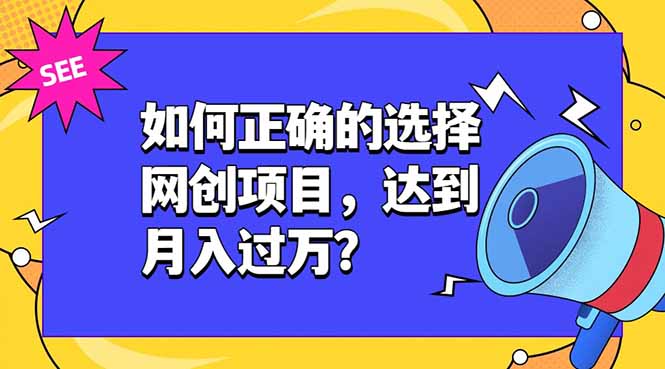 如何正确的选择网创项目，达到月入过万？，本课程教你正确选择项目。-校睿铺
