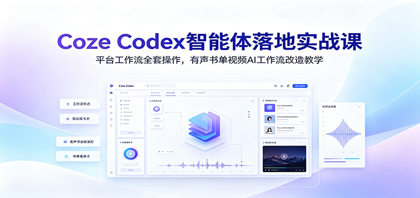 Coze Codex智能体落地实战课：平台工作流全套操作，有声书单视频AI工作流改造教学-校睿铺