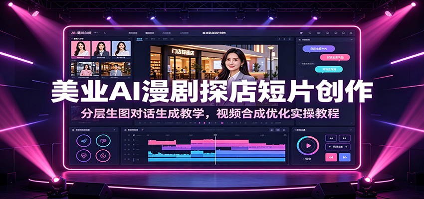 美业AI漫剧探店短片创作：分层生图对话生成教学，视频合成优化实操教程-校睿铺