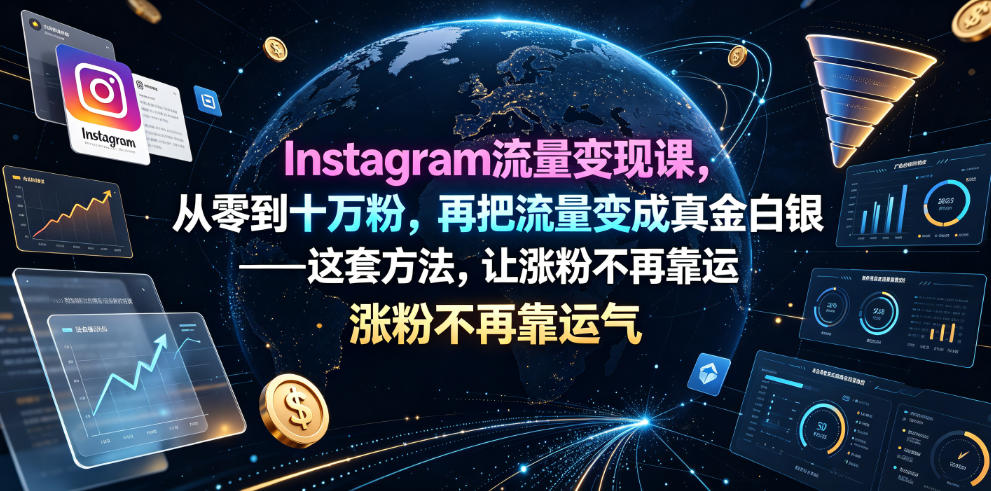 Instagram流量变现课，从零到十万粉，再把流量变成真金白银——这套方法，让涨粉不再靠运气【原创双语字幕】-校睿铺