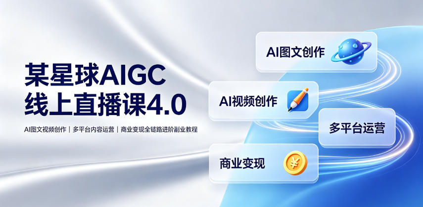某星球AIGC线上直播课4.0｜AI图文视频创作、多平台内容运营、商业变现全链路进阶副业教程-校睿铺