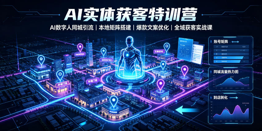 AI实体获客特训营｜AI数字人同城引流、本地矩阵搭建、爆款文案优化全域获客实战课-校睿铺