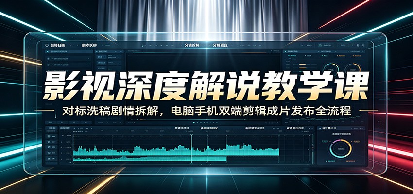 影视深度解说教学课：对标洗稿剧情拆解，电脑手机双端剪辑成片发布全流程-校睿铺
