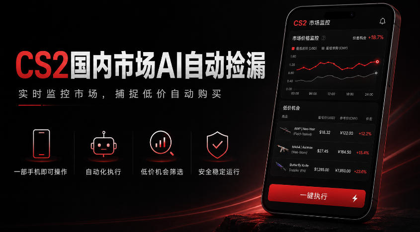 游戏市场AI自动监控，实时检测差价捡漏，简单轻松，日入300+【揭秘】-校睿铺
