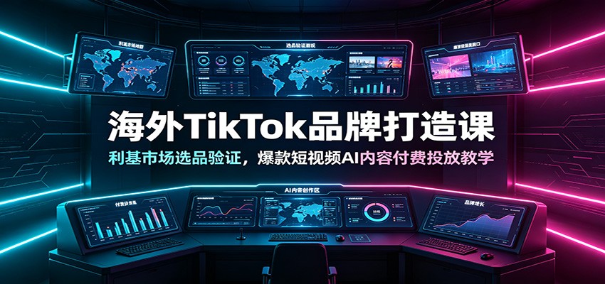 海外TikTok品牌打造课：利基市场选品验证，爆款短视频AI内容付费投放教学-校睿铺