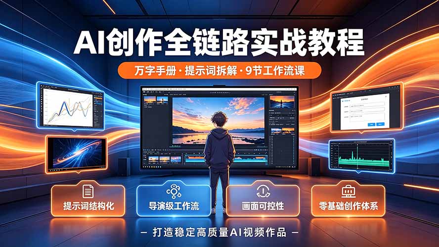 AI创作全链路实战教程｜万字手册·提示词拆解·9节工作流课，打造稳定高质量AI视频作品-校睿铺