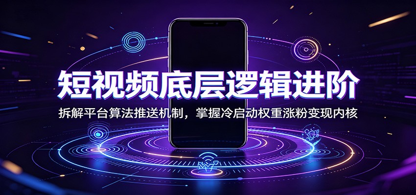 短视频底层逻辑进阶：拆解平台算法推送机制，掌握冷启动权重涨粉变现内核-校睿铺