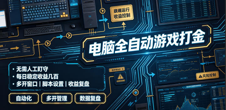 电脑全自动游戏打金，无需人工盯守，每日稳定收益几百！【揭秘】-校睿铺