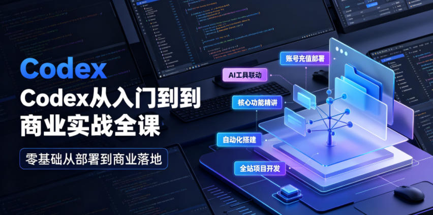 Codex从入门到商业实战全课｜账号充值部署、AI工具联动、核心功能精讲、自动化搭建、全站项目开发零基础教程-校睿铺