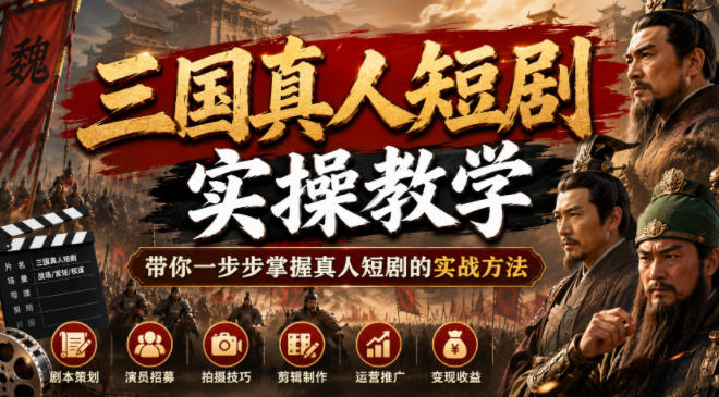 三国真人短剧实操教学，带你一步步掌握真人短剧的实战方法-校睿铺