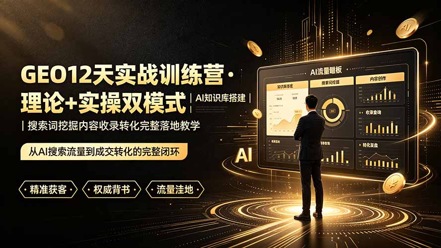 GEO12天实战训练营·理论+实操双模式｜AI知识库搭建｜搜索词挖掘内容收录转化完整落地教学-校睿铺