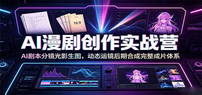AI漫剧创作实战营：AI剧本分镜光影生图，动态运镜后期合成完整成片体系-校睿铺