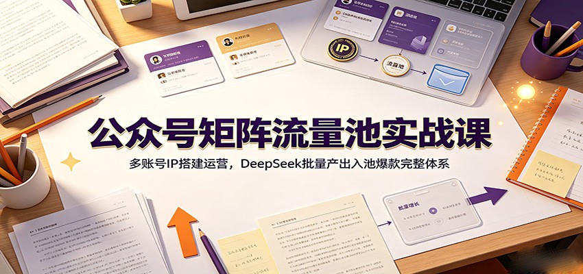 公众号矩阵流量池实战课：多账号IP搭建运营，DeepSeek批量产出入池爆款完整体系-校睿铺