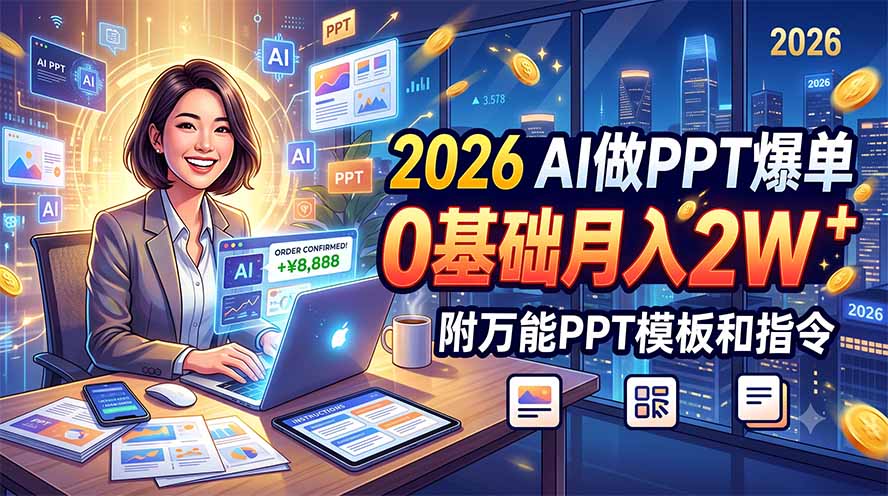 2026 AI做PPT爆单，0基础月入2W，附万能PPT模板和指令-校睿铺