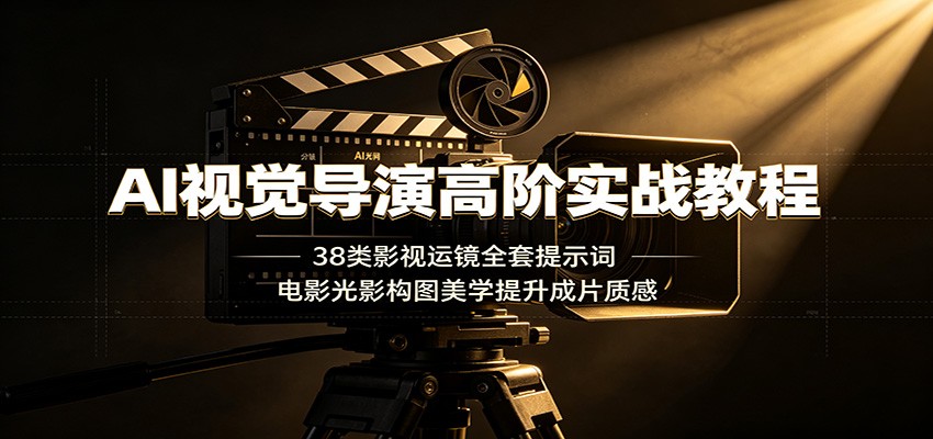 AI视觉导演高阶实战教程：38类影视运镜全套提示词，电影光影构图美学提升成片质感-校睿铺
