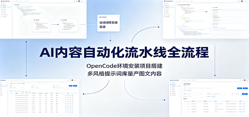 AI内容自动化流水线全流程：OpenCode环境安装项目搭建，多风格提示词库量产图文内容-校睿铺