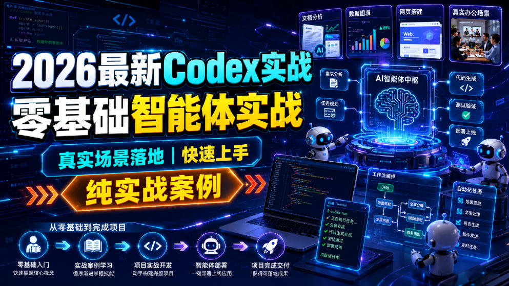 2026最新Codex实战零基础智能体实战，真实场景落地，快速上手，纯实战案例-校睿铺