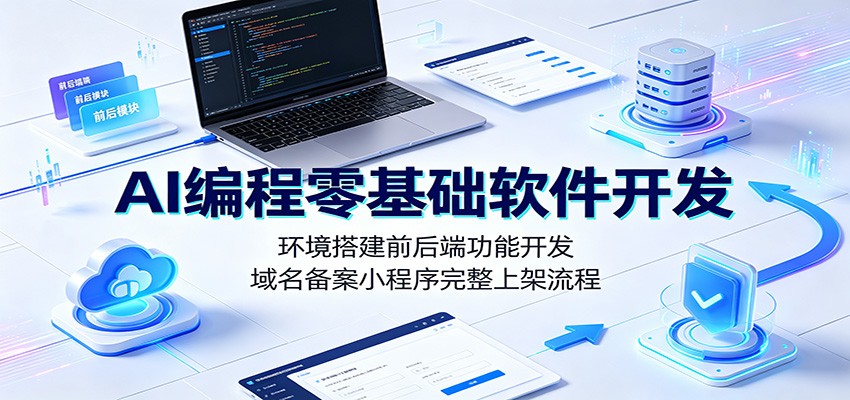 AI编程零基础软件开发：环境搭建前后端功能开发，域名备案小程序完整上架流程-校睿铺