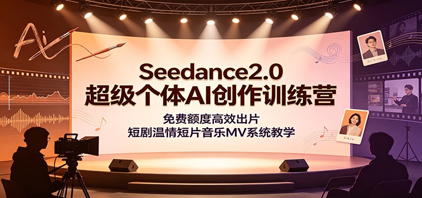 Seedance2.0超级个体AI创作训练营：免费额度高效出片，短剧温情短片音乐MV系统教学-校睿铺