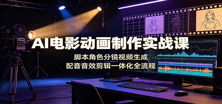 AI电影动画制作实战课：脚本角色分镜视频生成，配音音效剪辑一体化全流程-校睿铺